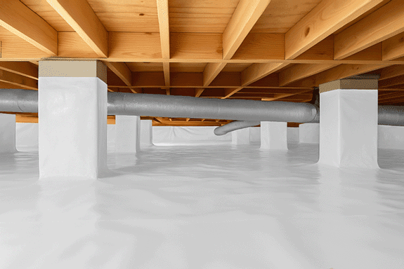 full view of crawl space encapsulation installation